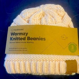 New in package 3 pack of KeaBabies Warmzy Knitted Beanies for Baby to 3 years